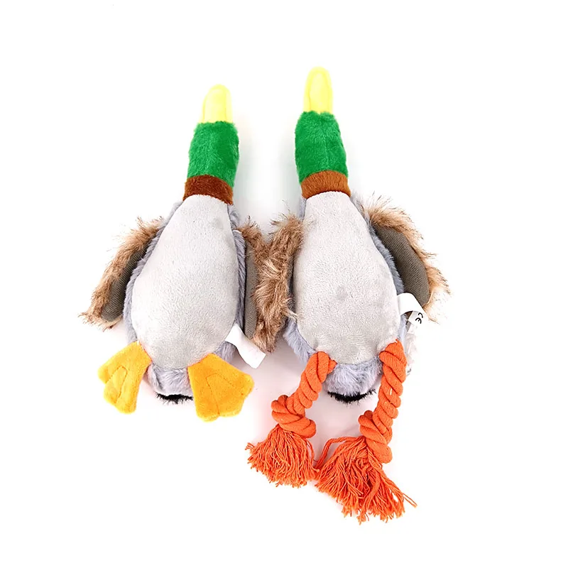 Dog Chew Toys Cute Plush Duck Sound Stuffed Squeaky Animal Tooth Chew Rope