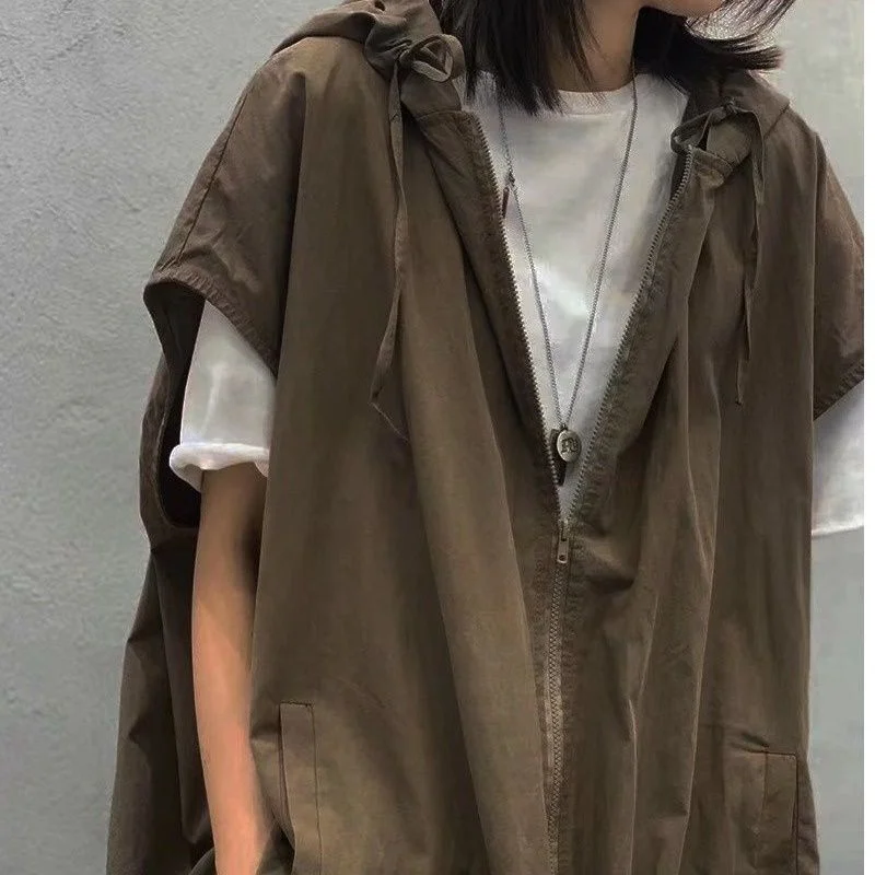 Deeptown Japanese Vintage Sleeveless Jacket Women Harajuku Vest