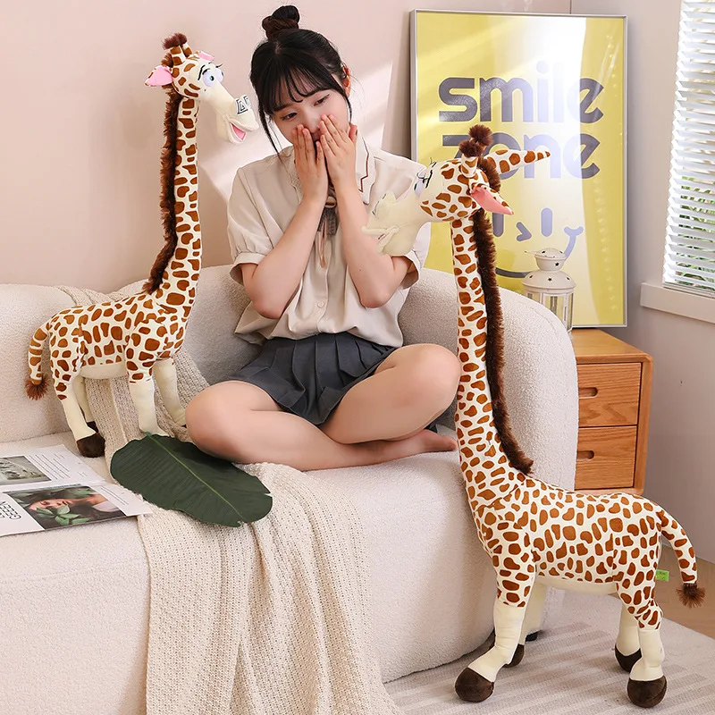 60/80CM Simulation Cartoon Giraffe Plush Toys Soft Stuffed Wild Animal Doll cute Giraffe Photography props Home Decoration Gifts newborn photography props bear toys flower headband for baby photo shoot full moon baby shooting decoration 1 set