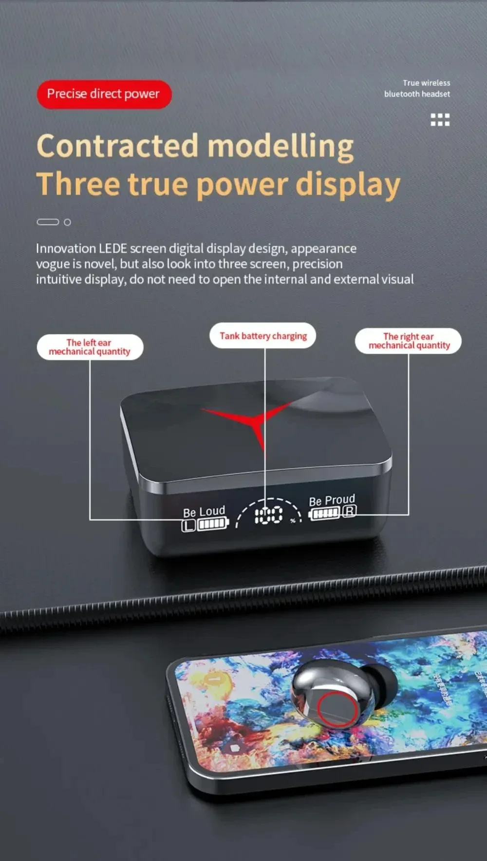 Bluetooth 5.3 Touch Control Gamer Headset Wireless Earphones HiFi Stereo Noise R
