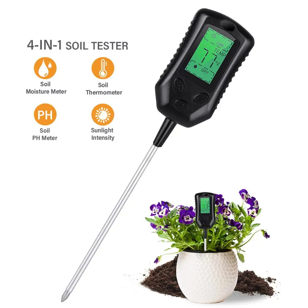 

High Accurancy Soil PH Tester Multifunctional High Accurancy Soil Moisture/PH/Temperature Sunlight Intensity Testers Garden Plan