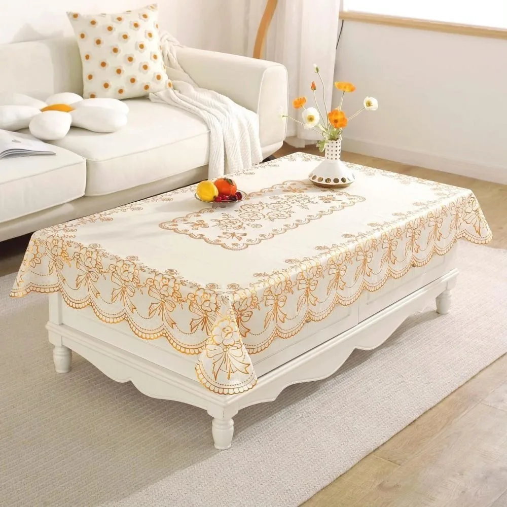 

European Style Household Tablecloth PVC Bronzing Waterproof Table Pad Oil-proof Waterproof Tea Table Tablecloth