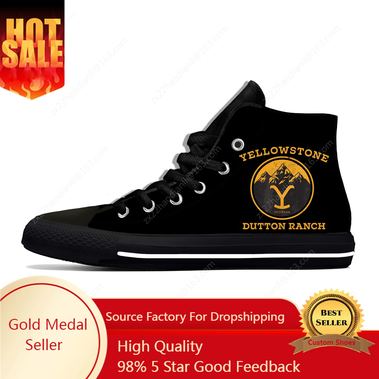 Yellowstone High Top Sneakers Mens Womens Teenager Casual Shoes Canvas Running 3D Print Shoe Cosplay Breathable Lightweight shoe