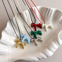 Minimalism Enamel Drip Glaze Colorful Horse Pendant Long Necklace Adjustable Sweater Chain Simple Jewelry Accessories Gifts - Image 4