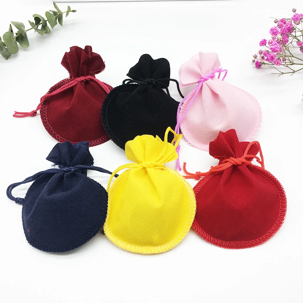 10 PCS 7x8cm Velvet Jewelry Packing Bags Black Red Blue Wedding Candy Pink Personalized Gourd Christmas Gift Cotton Rope Tie