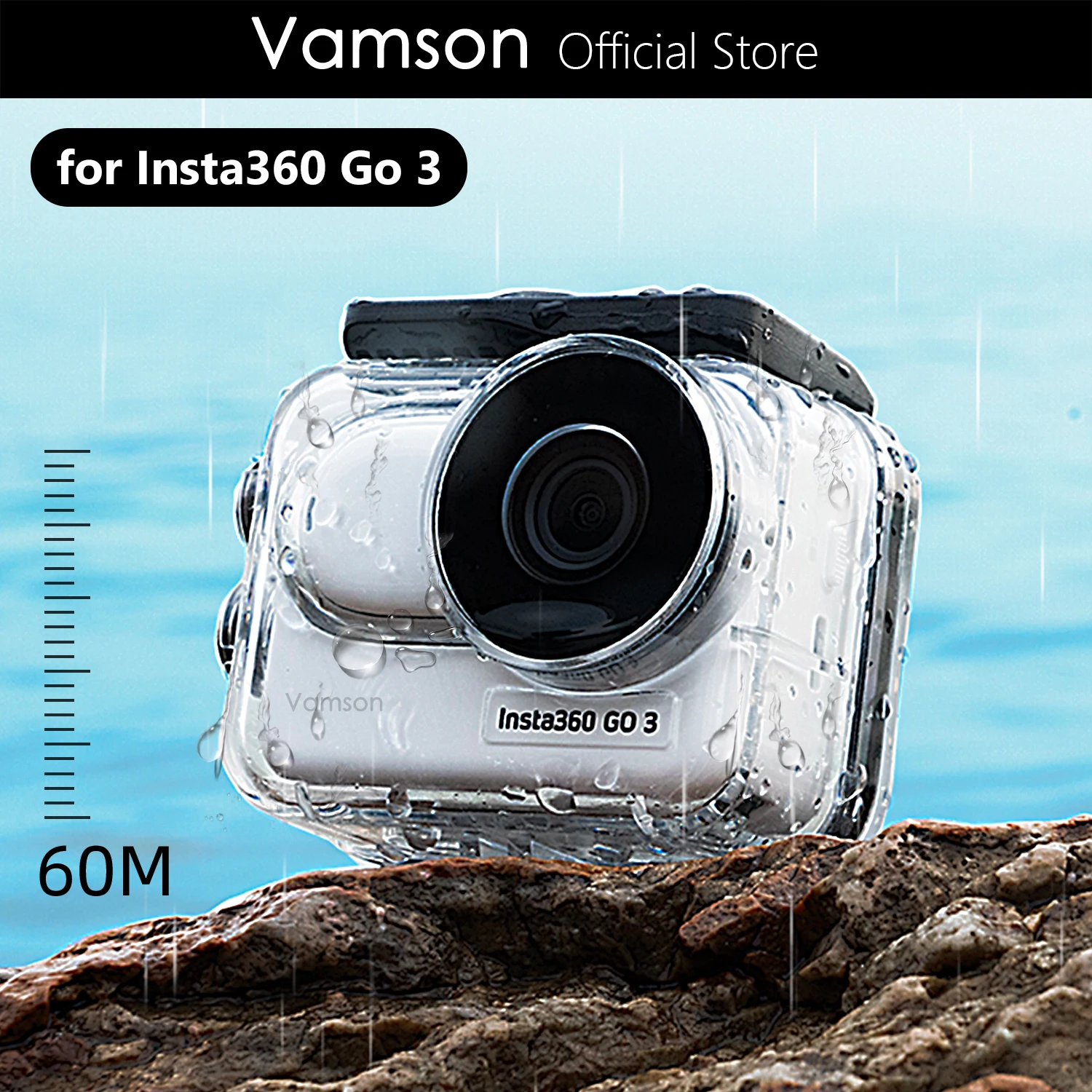 Vamson for Insta360 GO3 Case Waterproof 60M Housing Diving Protective for Insta360 GO 3 Camera Underwater Cover Accessories