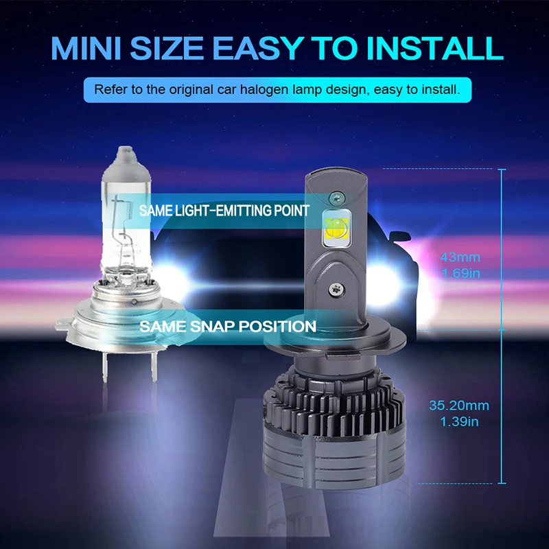 Carshark 80W H7 LED Headlights XHP50 CSP H1 H4 Auto Bulbs Canbus H8 H9 H11 Car Lights 30000LM 9005 HB3 9006 HB4 9012 Fog Lamps