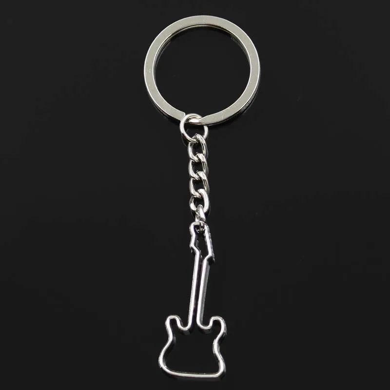 Mode Hohl Gitarre 40x17mm Anhänger 30mm Schlüssel Ring Metall Kette Bronze Silber Farbe Männer Auto Geschenk souvenirs Keychain Dropshipping