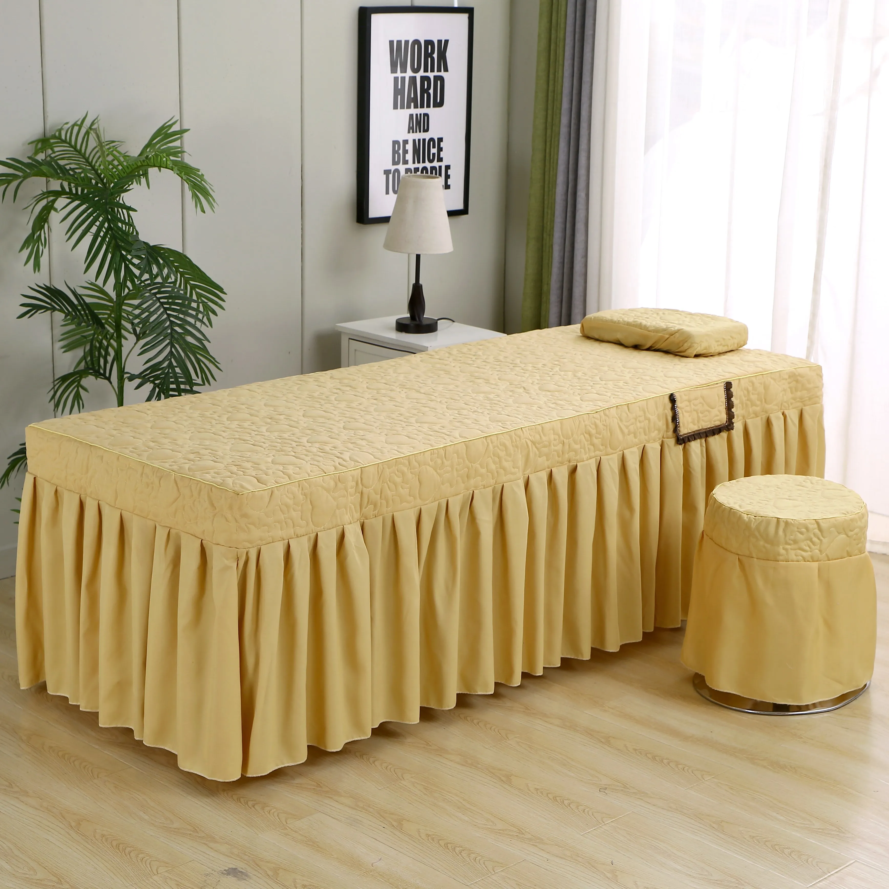 2pcs Set Beauty Salon Bed Cover + pillowcase SPA Massage Skin-Friendly Massage Table Bed Sheet Bedskirt with Hole Colchas beauty salon bed sheet