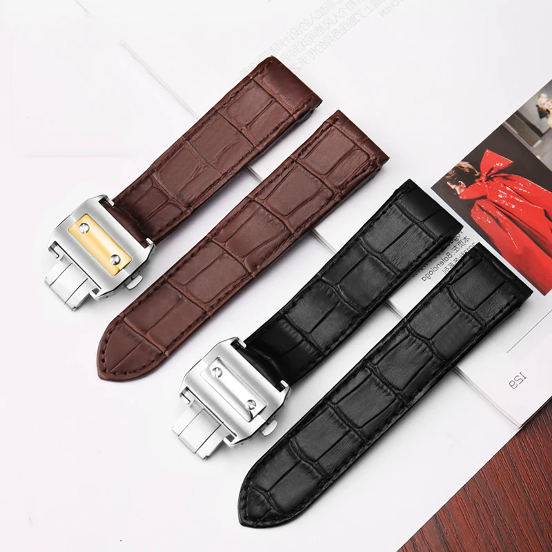 High-Quality Genuine Leather Watch Strap with Folding Buckle