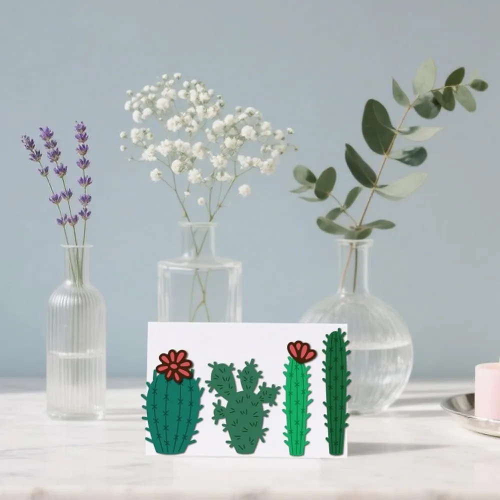 식물 테마 탄소강 커팅 다이 스텐실 DIY 스크랩북 사진 앨범 장 엠보싱 종이 카드 선인장