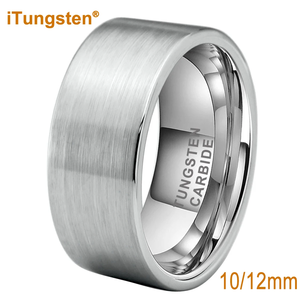 Large Tungsten Wedding Band Ring 12MM for Men Pipe Cut Brushed Comfort Fit | Украшения и аксессуары
