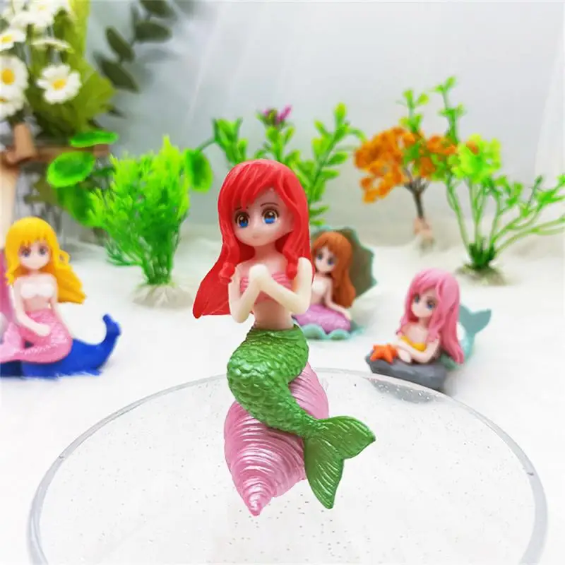 Beautiful Mermaid Aquarium Decorations Colorful Cartoon Mermaid Figurine Fish Tank Ornaments Desk Decorations