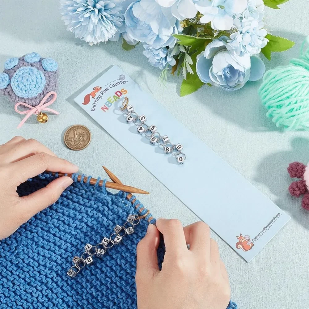2 Pcs Cub with Number Acrylic Pendant Knitting Row Counter Chains Number Beads Acrylic Stitch Markers Row Counting Accessories knitting supplies knitting material