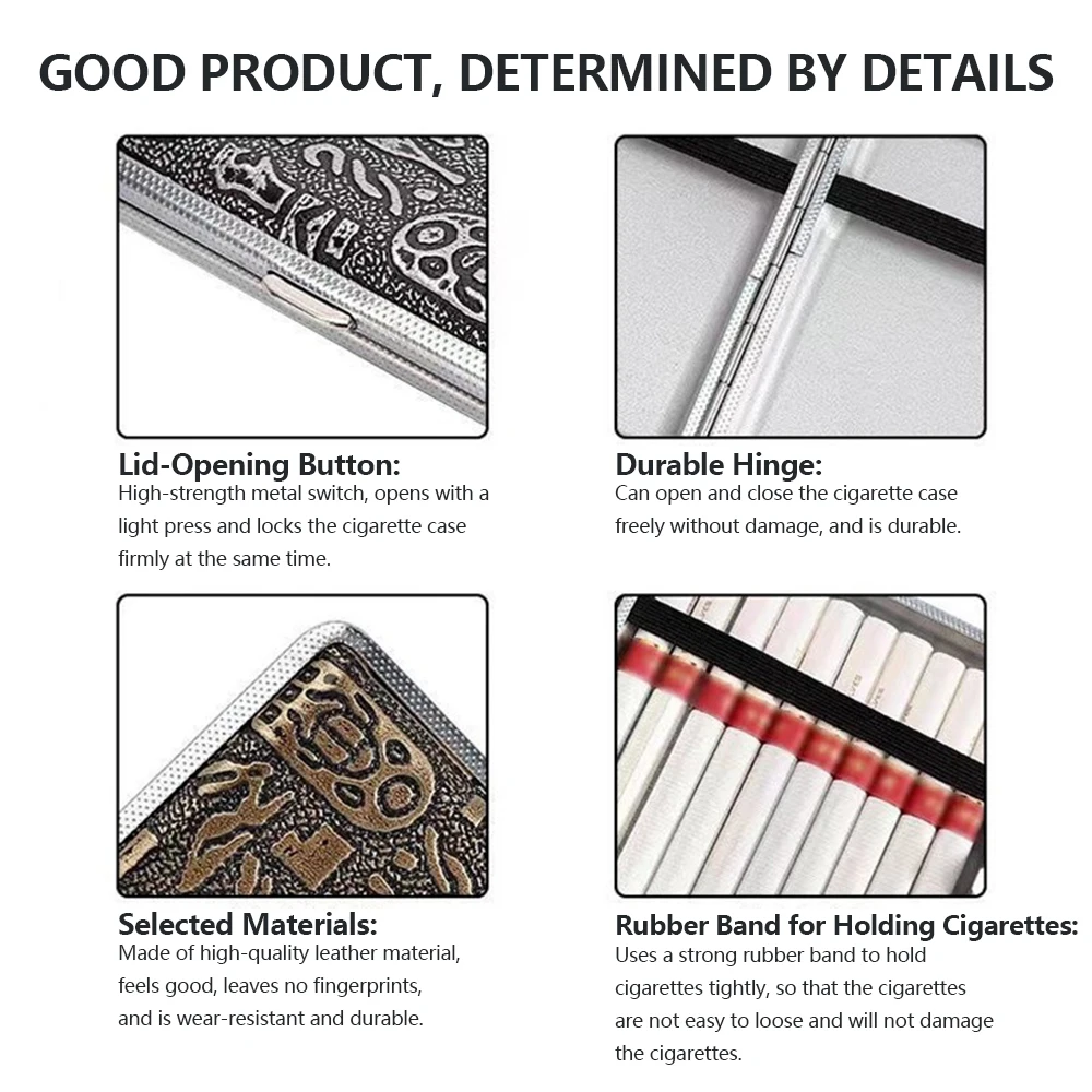 Leather Cigarette Case Cover Man Women Smoking Cigarette Box For Hold 12/14/16/18/20 Cigarettes Sleeve Pocket Cigarettes Pack