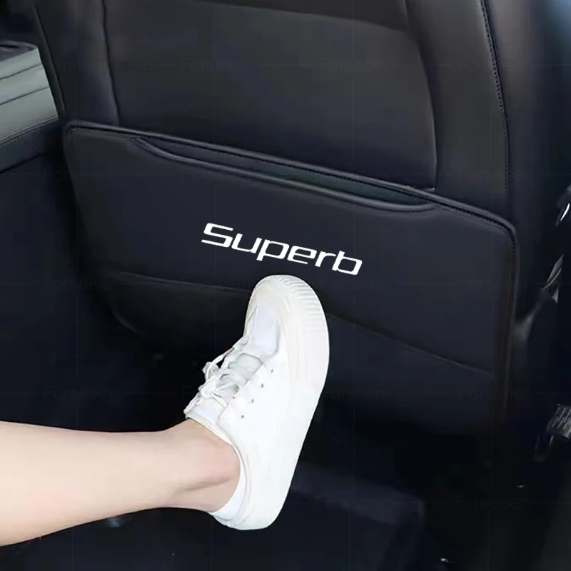 2PCS Car Seat Back Anti Kick Pad Anti-dirty Pad Protective Mat FIT For Skoda Superb 3V 3T B5 B6 B8 Superb 1 2 3 MK1 MK2 MK3