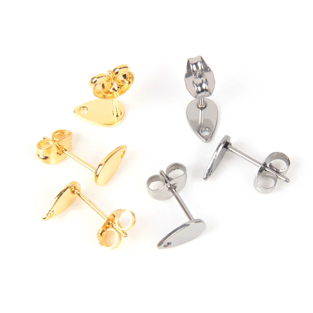 

SHOWSANG 20/50pcs Stainless Steel Round Ear Studs for Earrings Base Jewelry Making DIY Dangle Hole Charm Pendants Components
