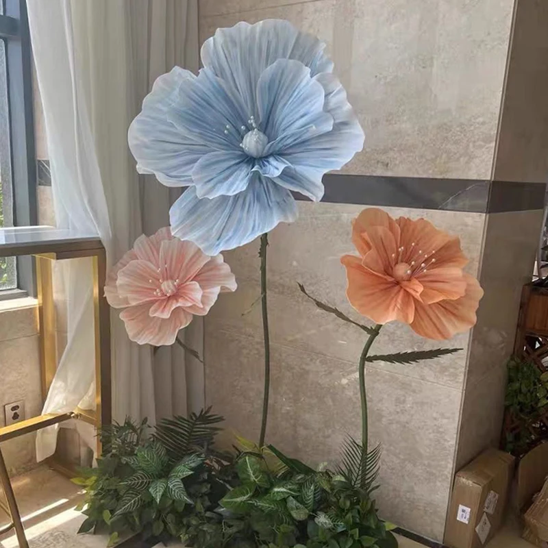 

3Pcs Set Artificial EVA Foam Poppy Flower Wedding Decor Road Lead Big Flower Poppies Party Backdrop Decor T Stage Window Layout