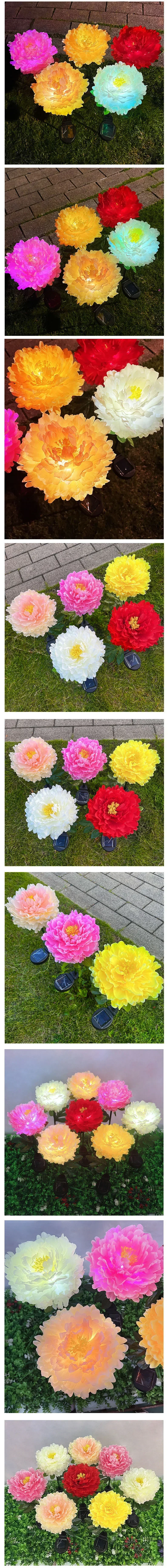 Description Picture 2 of itemLED Simulation Peony Flower Solar Light Outdoor Garden Decoration Balcony Villa Landscape Solar Flower Ground Mounted Lawn Lamp