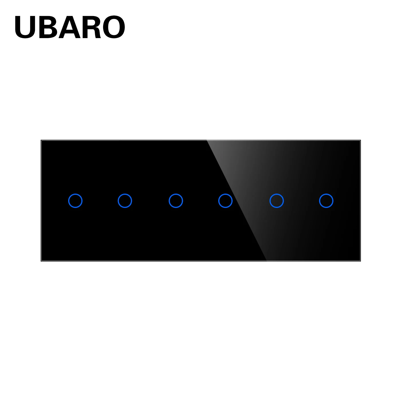 Ubaro-painel de Vidro Temperado Sensor Touch Switch Botão Elétrico Led Indicador Gang Gang 9gang 220v 10a 220v 10a 228×86 Milímetros ue Reino Unido