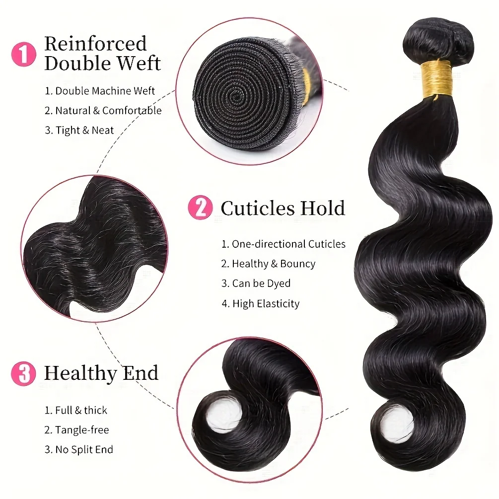 Human Hair Extensions for Women-Body Wave Hair Bundles Human Weft Bundle 10-30 Inch 50G