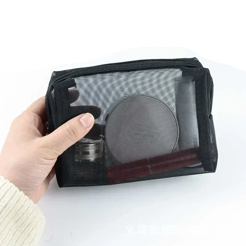 1pcs Transparent Mesh Zipper Cosmetic Bag Women Necessary Organizer Fashion Small Large Black Toiletry Bags Makeup Pouch Case 3