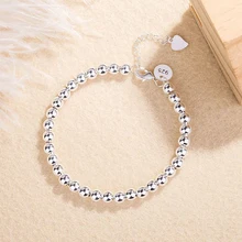 

Fashion Women Silver Color Round Beads Charm Bangle Bracelet Jewelry Accessories Wedding Party Gifts