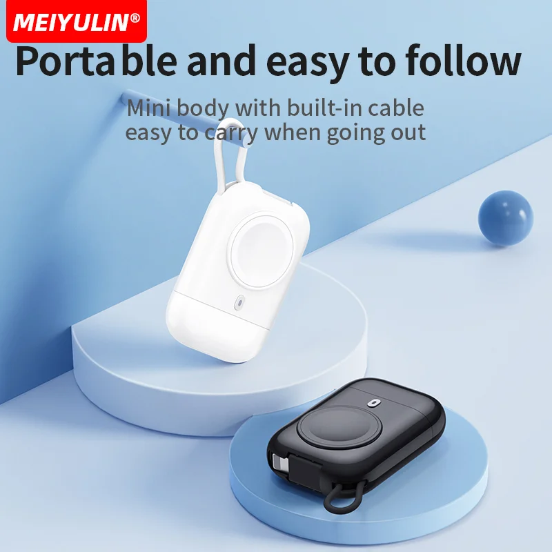 Magnetic Mini Power Bank Wireless Charger For Apple Watch 2580mAh Portable Type-C External Spare Battery For iWatch iPhone