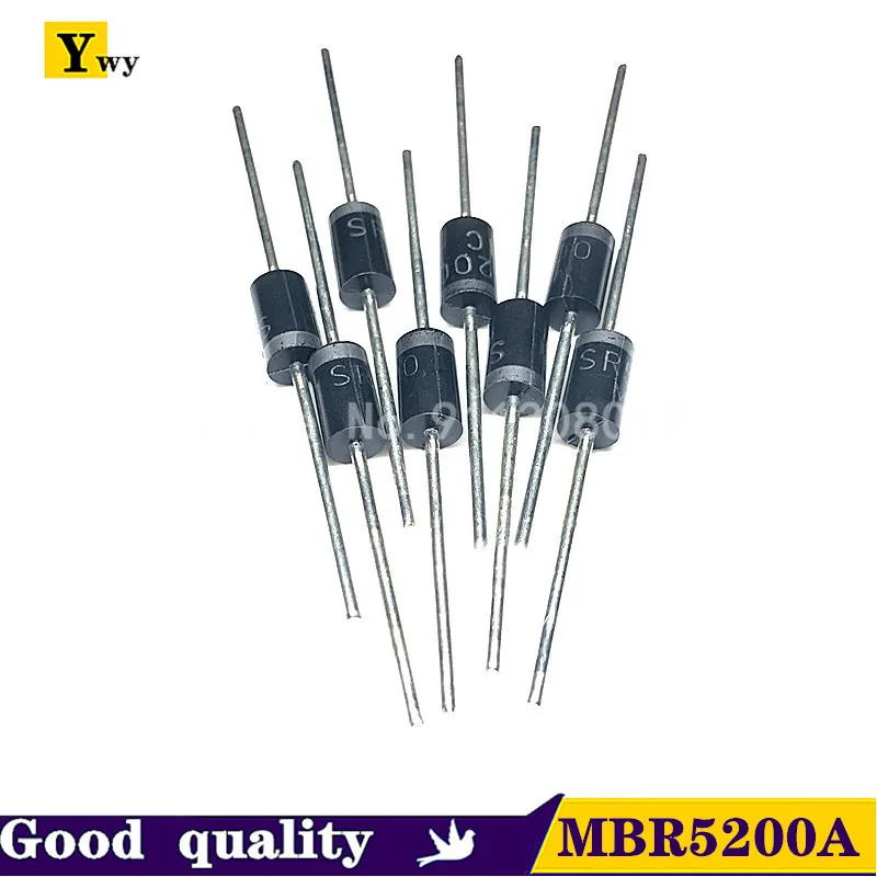 

10pcs/lot SR5200 = SB5200 MBR5200 DO-27 In Stock 5A/200V Schottky diodes