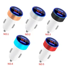 

Car Charger 5V 3.1A Quick Charge Dual USB Port LED Display Voltmeter Phone Charging Adapter, Black, Champagne Red
