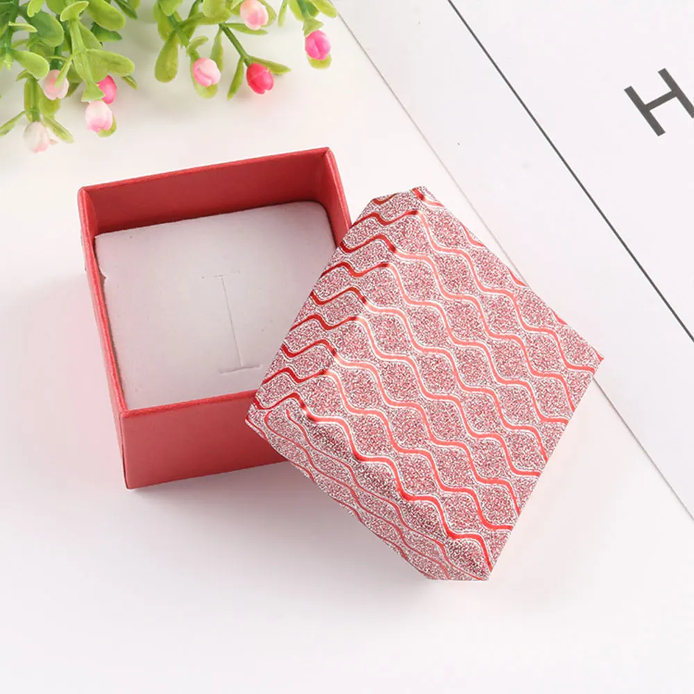 24pcs/Lot Fashion Glittering Water Ripple Paper Jewelry Box For Candy Ring Christmas Engagement Companion Packaging Cases Gift