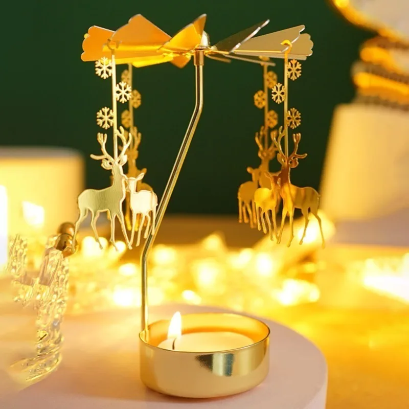 Candle Holders Rotating Metal Fairy Carousel