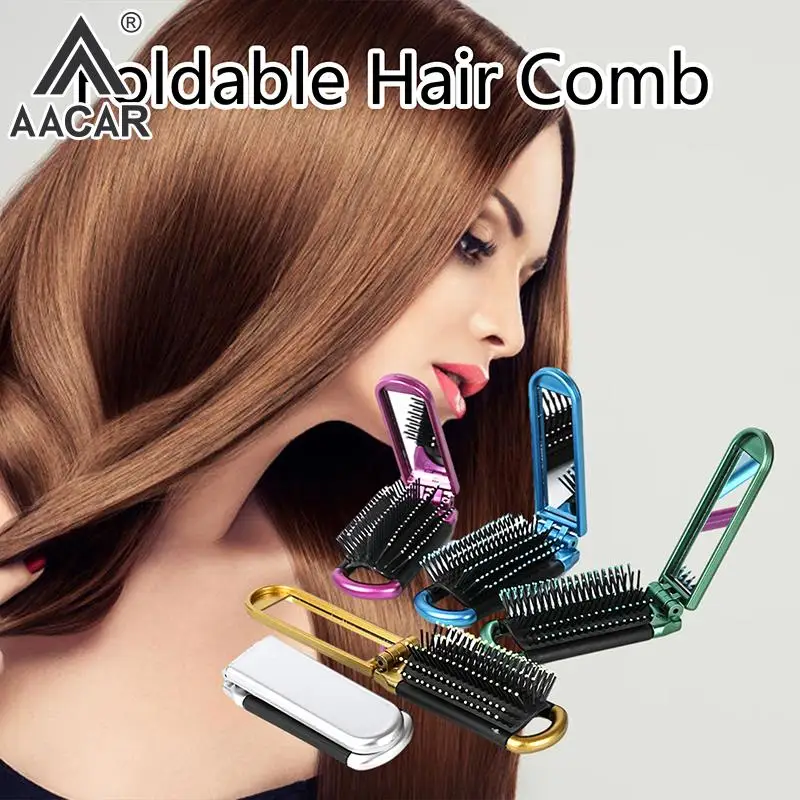 

Foldable Hair Comb Scalp Massage Comb Hairbrush With Mirror Wet Curly Detangle Hair Brush For Salon Hairdressing Styling Tools