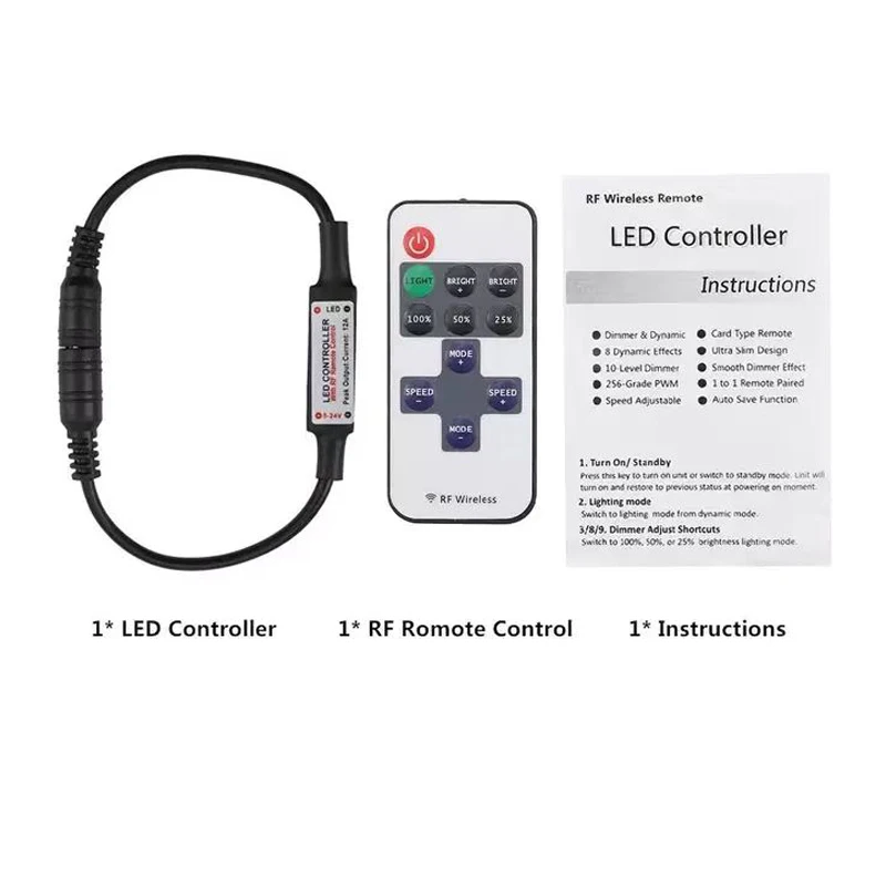 11-key Monochrome Mini RF Controller 5-24V Radio Frequency LED Dimmer Lamp Strip Controller With DC And USB Connector led strip controller led dimmer controller