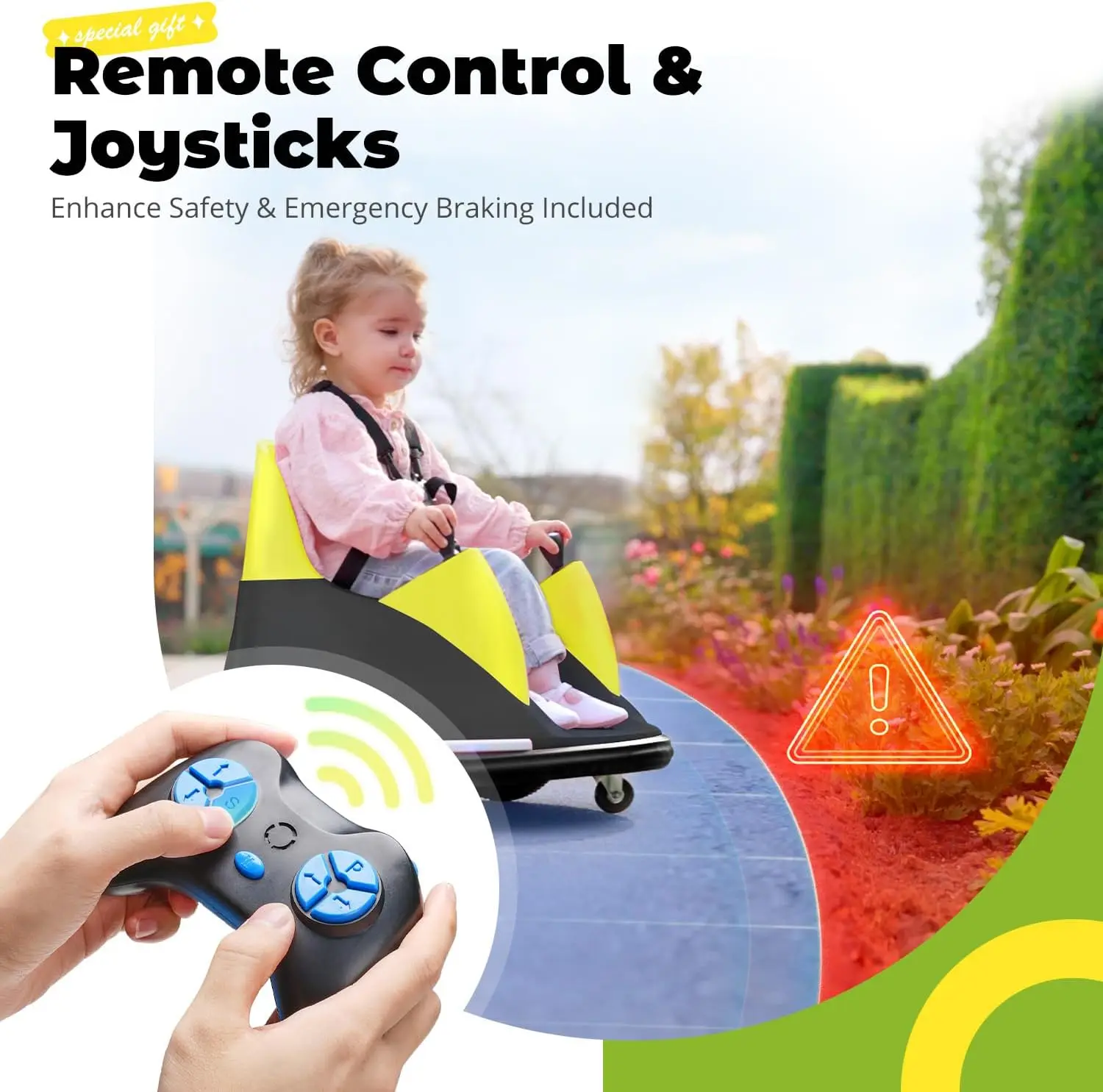 12V Bumper Car for Kids Toddler 1.5-6 Years with Remote Control Bluetooth Music 3 Speeds License Plate Electric Ride