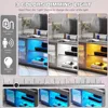 Coffee Table with Charging Station, 3 Color Dimmabl Dining Table with Large Storage Cabinet for Living Room,Cocktail Table with 5