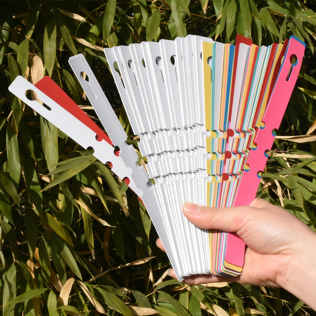 50-100 stücke wasserdichte wieder verwendbare Garten pflanze Kindergarten hängen Tag Kunststoff Identifikation karte Ring Zeichen Gemüse Etiketten Markierungen Werkzeug – Detail 1