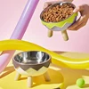 A colorful dopamine pet bowl Fashion feeding large capacity stainless steel dog bowl drinking water neck cat bowl egg shell high 6