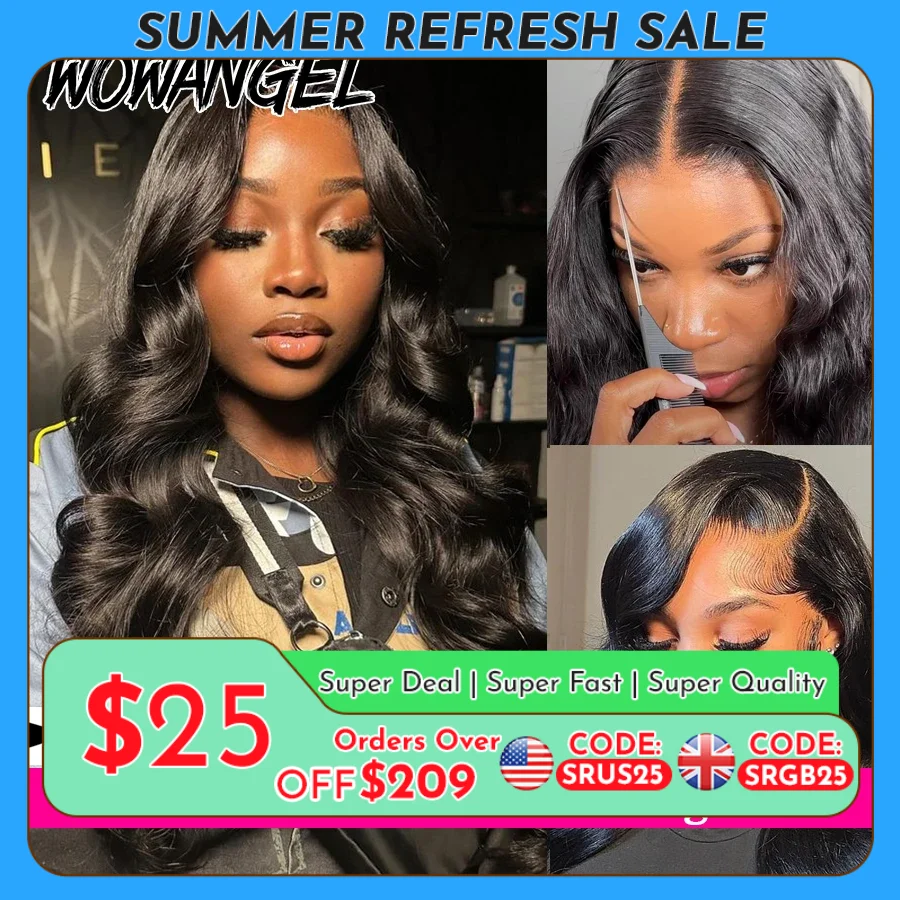 WOWANGEL 13x6 HD Lace Front Wigs 34inch Body Wave Glueless Human Hair Wig 250% Pre Plucked Skins Melted Brazilian Hair For Wowen 1