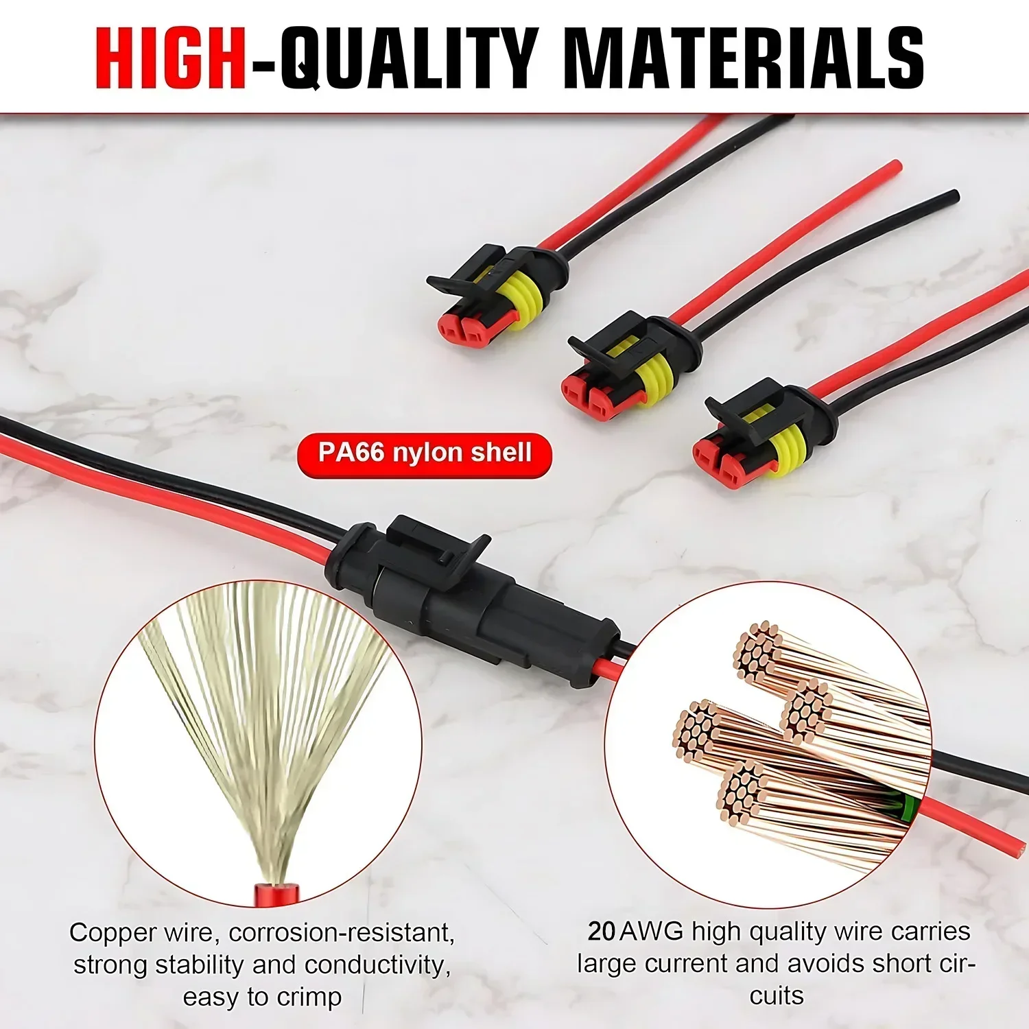 Waterproof 2 Pin Wire Connector Automotive Connector Kit for Car Truck Motorcycle Marine Boat Quick Connect Replacement