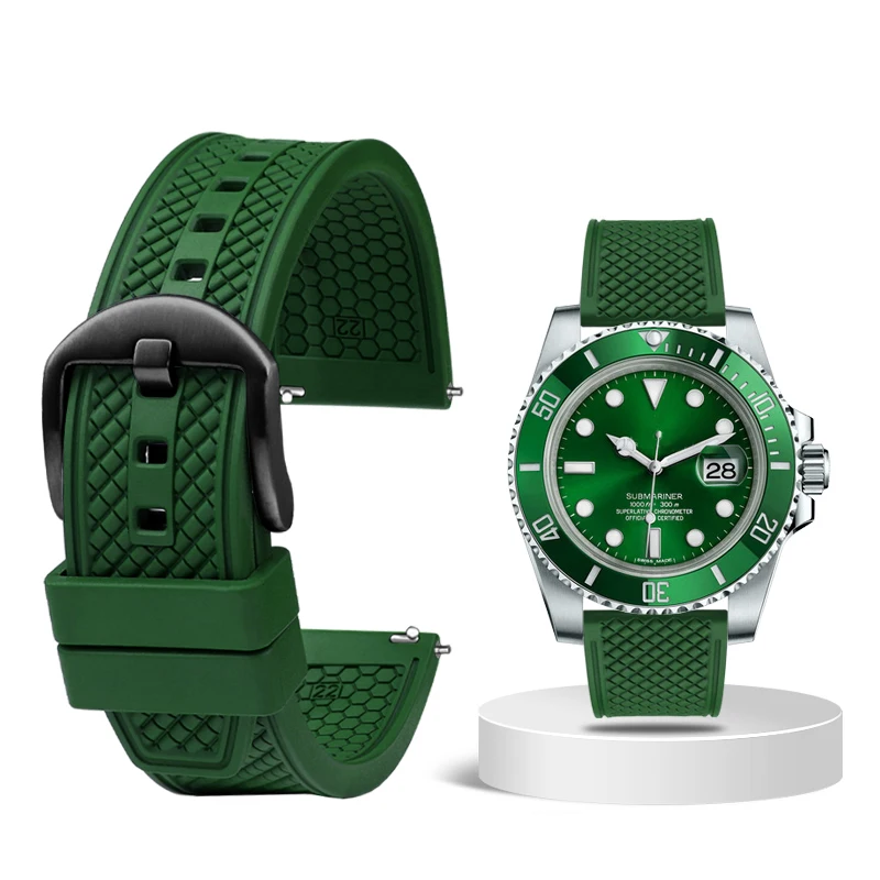 Universal Men's Silicone Dive Watch Strap – Fashionable Waffle Design in 20mm and 22mm Options