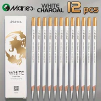 Marie's 3/6/12pcs White Charcoal Pencils Set,Sketch Highlight Pencils for Drawing,Sketching,Shading,Blending for Adults,Students 6