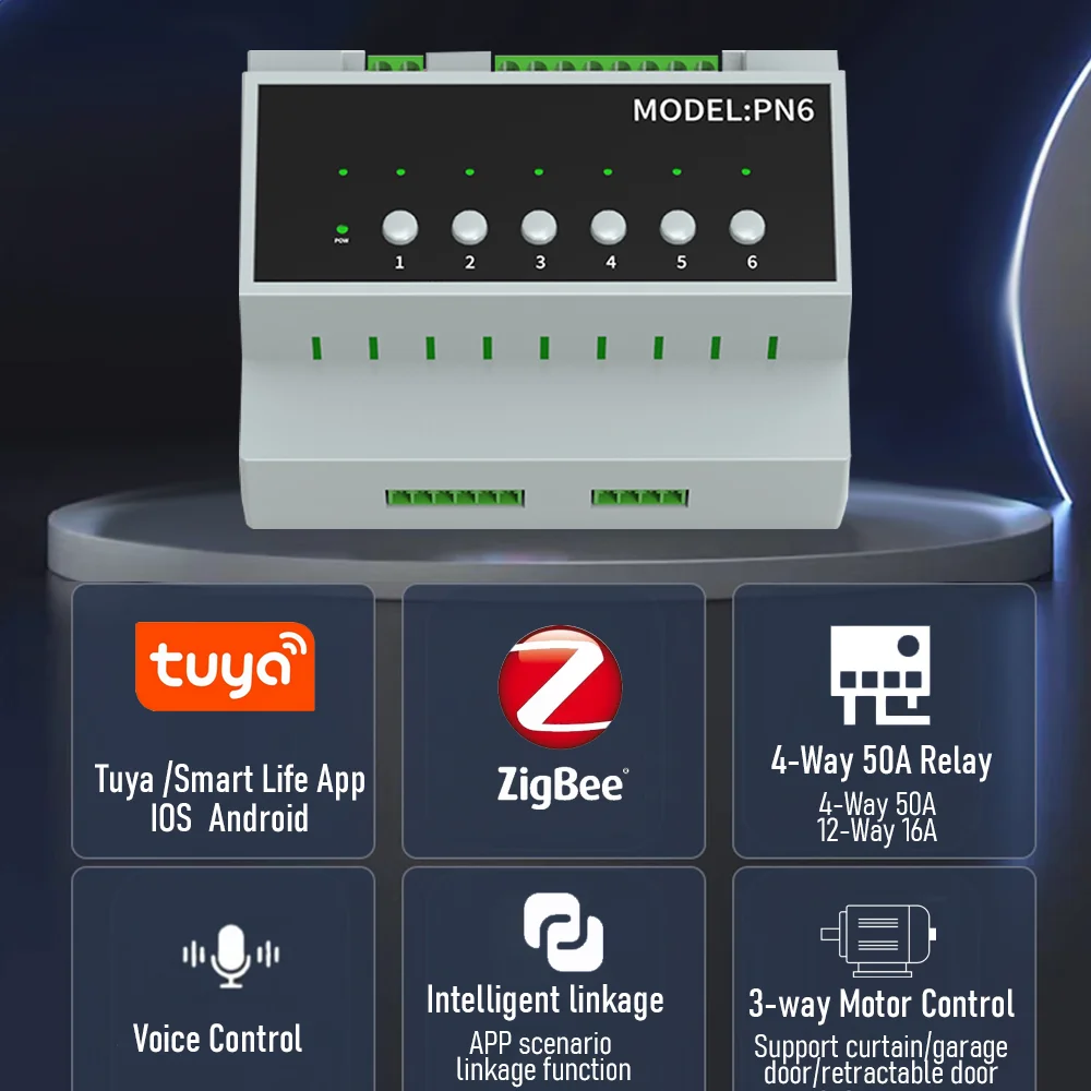 Jianshu Tuya Smart home Wifi Zigbee Relay Smart Switch Smart Light Switch Wireless Remote Control Switch 6-16CH Power Remote Controller 16A Alexa Google Home APP Voice Control