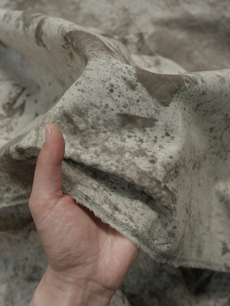 Wasteland Style Pure Cotton Cloth Plant Grass and Wood Dirty Dyed Home Clothing Designer Fabric