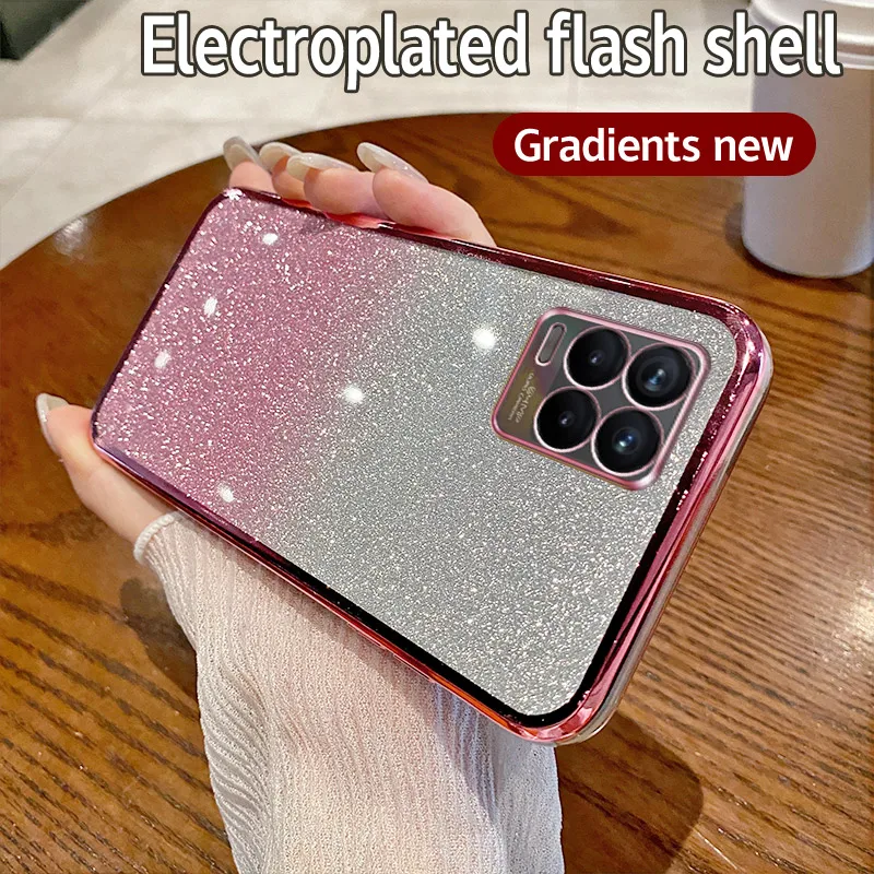 Luxury Electroplated Glitter Clear Phone Case with Soft TPU Bumper