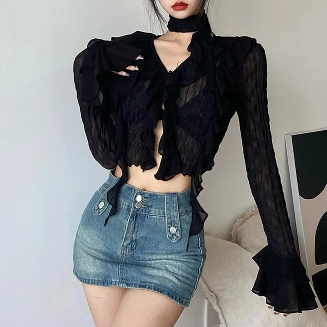 여성 여름 가디건 크롭