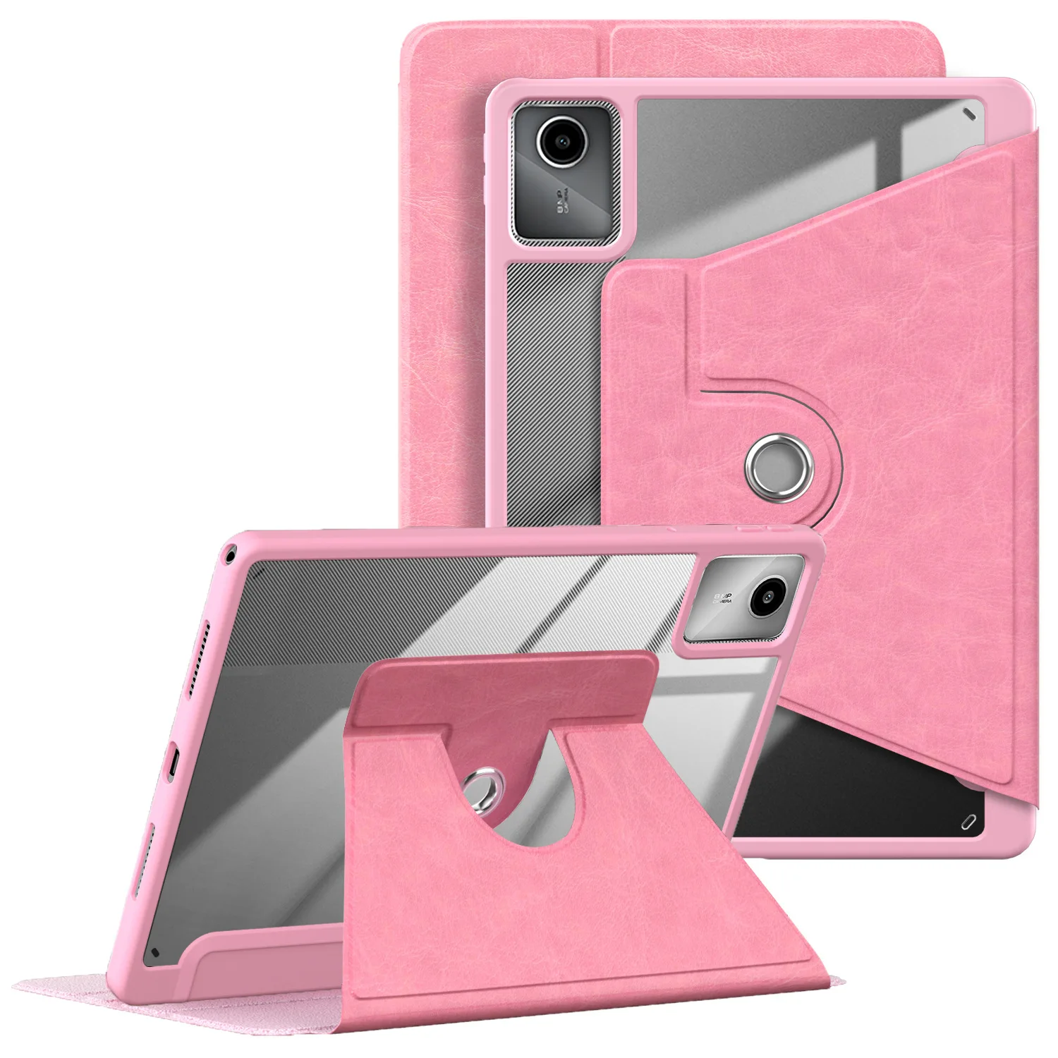 360° Rotating Tablet Stand Case with Pencil Holder and Acrylic Back Cover