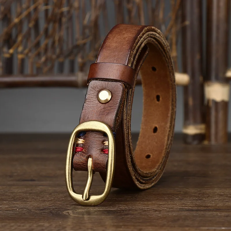 

2.3CM Luxury Designer Women Belt Genuine Leather Fashion Pure Copper Buckle Waistband High Quality women belt for jeans