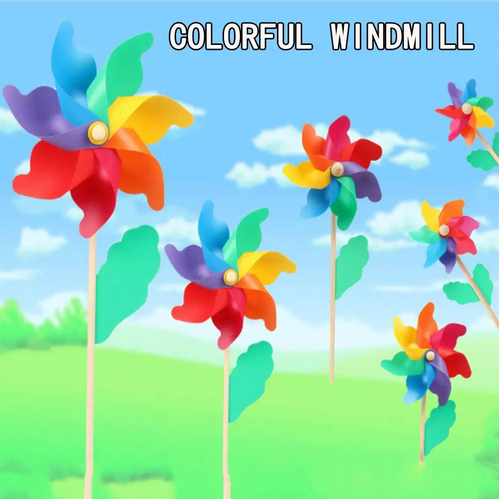 Whirligig Lawn Ornaments Wood Stick Garden Decor Kids Toy Wind Spinner Windmill