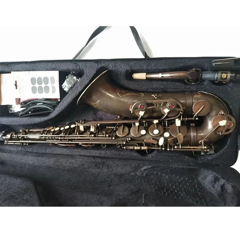 New jazz Brand Tenor Saxophone Mark VI Grave Black Professional Music Instruments Antique copper Simulation Brass Sax Wit